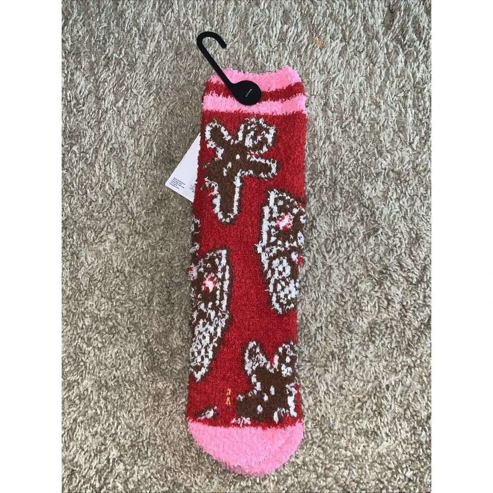 Old Navy Women's One Size Holiday Gingerbread Cookie Design Cozy Socks NWT